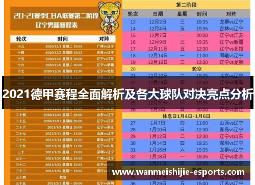 2021德甲赛程全面解析及各大球队对决亮点分析