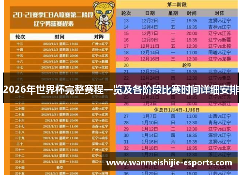 2026年世界杯完整赛程一览及各阶段比赛时间详细安排